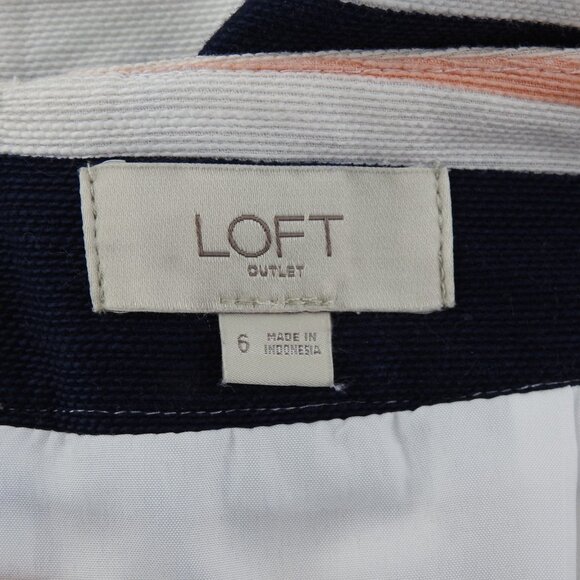 Women's Sz 8 Multicolor Striped Short Straight Pencil Loft Peach Green - Picture 3 of 6